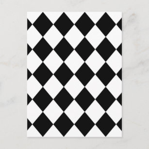 Black & White Diamond Chequered Pattern Postcard