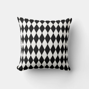 Black & White Diamond Harlequin Pattern Cushion