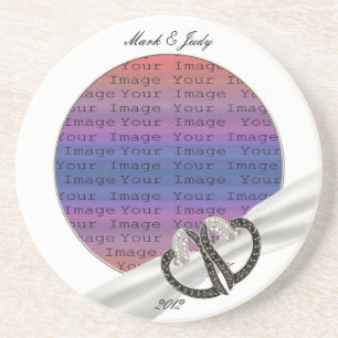 Black & White Diamond Hearts Coaster