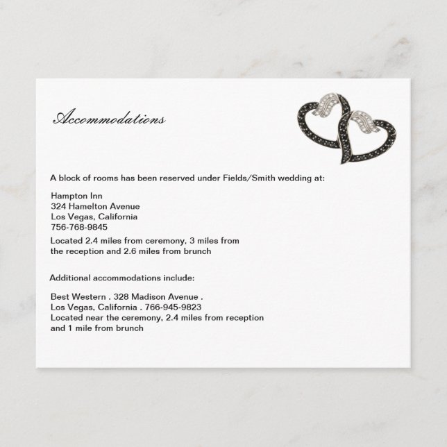 Black & White Diamond Hearts Enclosure Card (Front)