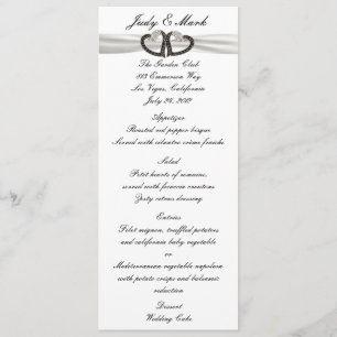 Black & White Diamond Hearts Menu Card
