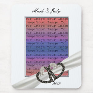 Black & White Diamond Hearts Mouse Pad