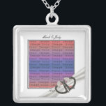 Black & White Diamond Hearts Silver Necklace<br><div class="desc">Personalise this pretty necklace to have as wedding favours at your wedding reception or to have one yourself as a remembrance of your special day. This necklace is also the perfect gift for the bride at her bridal shower. Personalise by adding your photo, and changing the text in the field...</div>