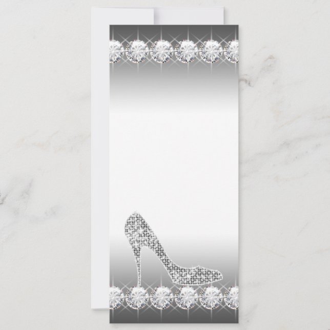 Black White Diamond High Heel Shoe Birthday Party Invitation (Front)