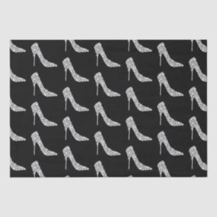 Black White Diamond High Heel Shoe Wedding Tissue Paper