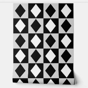 Black White Diamond Rhombus Shape Wallpaper