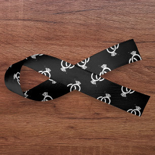 Black & White Diamond Ring Pattern Wedding Satin Ribbon