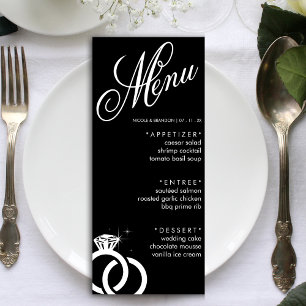 Black & White Diamond Ring Wedding Reception Menu