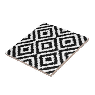 Black White Diamond Shaped Square Mosaic Pattern Tile