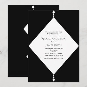 Black & White Diamonds Chic Wedding Invitations