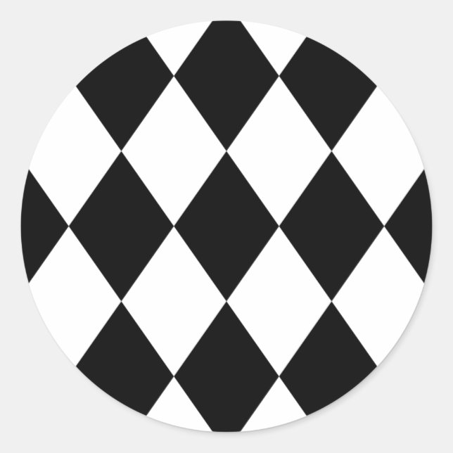 Black & White Diamonds Classic Round Sticker (Front)