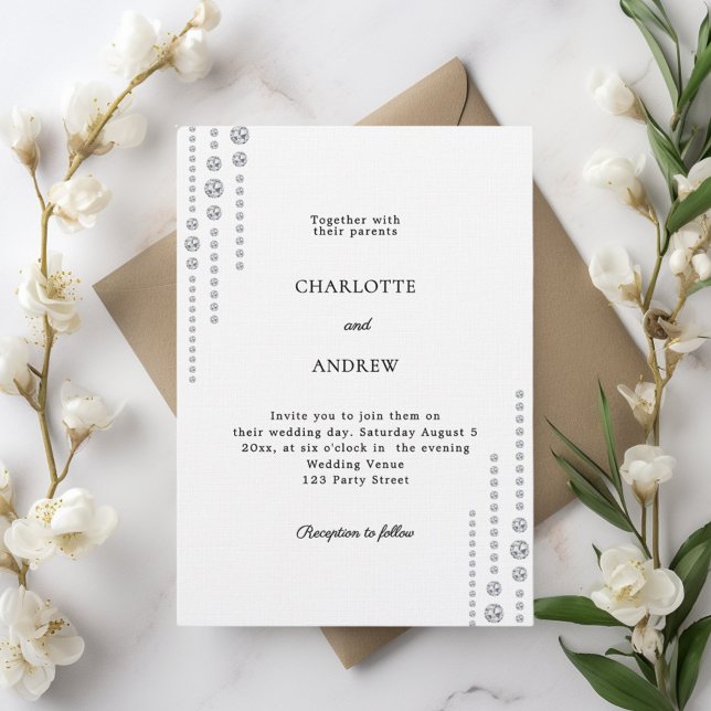 Black white diamonds luxury wedding invitation (Creator Uploaded)