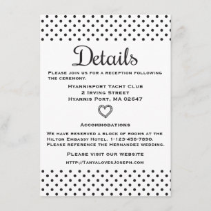 Black & White Directions Details Polka Dots Enclosure Card