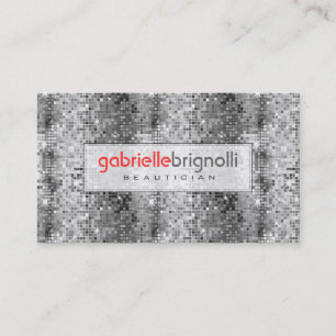 Black & White Disco Ball Glitter Business Card