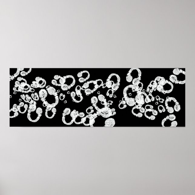 black&white DJ headphone Poster (Front)