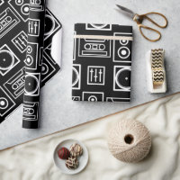 Black White DJ Music Wrapping Paper
