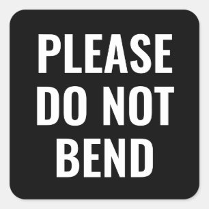 Black & white do not bend trendy simple business square sticker