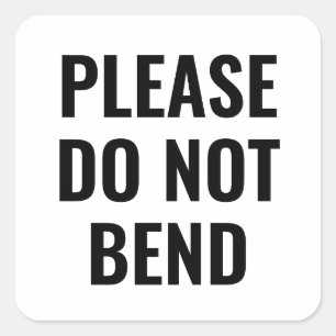 Black & white do not bend trendy simple business square sticker