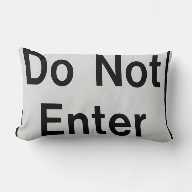 Black white Do not Enter:Stop Sign, Red and White Lumbar Cushion (Front)
