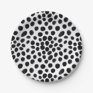 Black & White Dog Dalmatian Animal Print Dots   Paper Plate