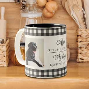 Black White Dog Photo Two-Tone Coffee Mug