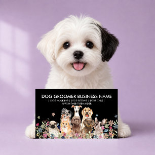 Black White Dog Walker Appointment Business Card