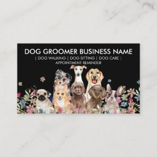 Black White Dog Walker Appointment Business Card