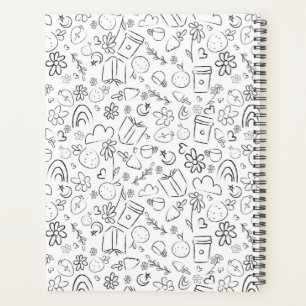 Black & White Doodle Cute Things Seamless Pattern Planner