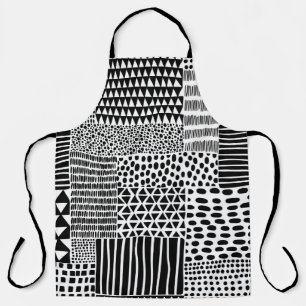 Black White Doodle: Ethnic Seamless Apron