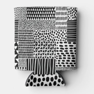 Black White Doodle: Ethnic Seamless Can Cooler