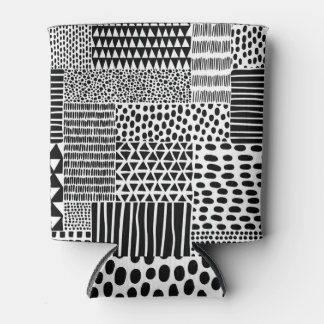 Black White Doodle: Ethnic Seamless Can Cooler
