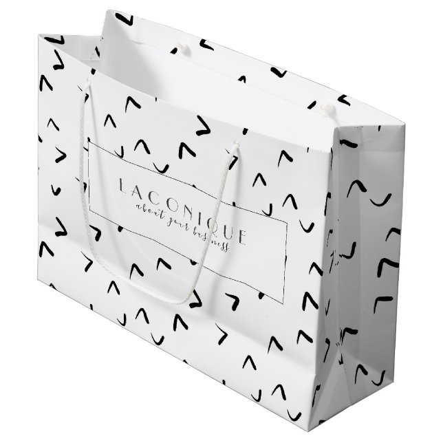 Black & White | Doodle | Modern Large Gift Bag (Front Angled)