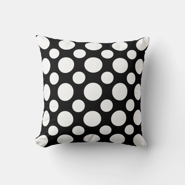 Black White Dot Pattern Cushion (Front)