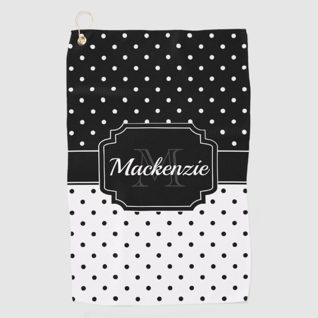 Black & White Dots Golf Towel (Front)