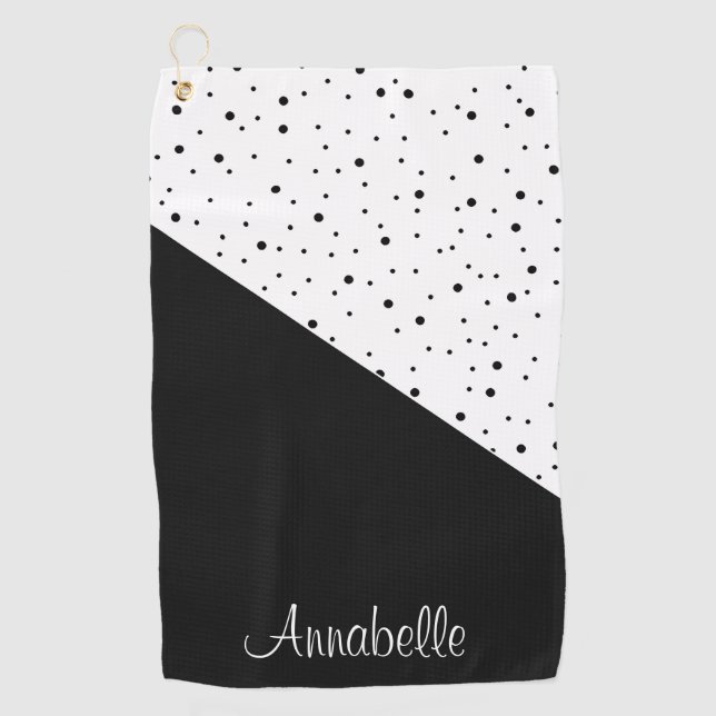 Black & White Dots Golf Towel (Front)