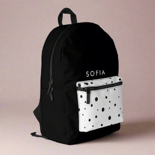 Black & White Dots l Initial Name cute Printed Backpack