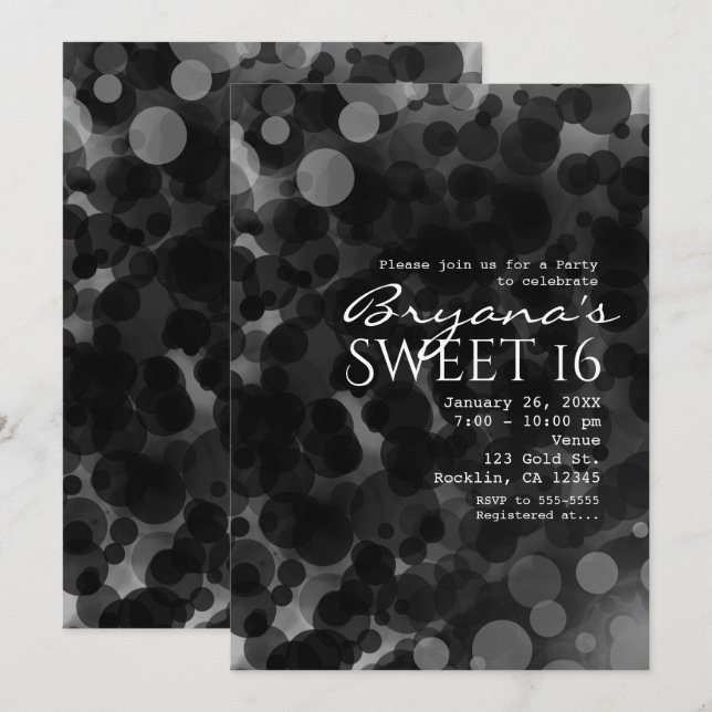Black & White Dots Modern Chic Party Invitations (Front/Back)