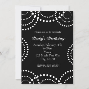 Black & White Dotted Swirl Party Invitations