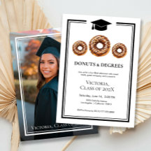 Black & White Doughnuts and Degrees Photo Graduati