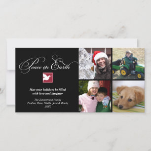 Black white dove peace on earth holiday greeting card