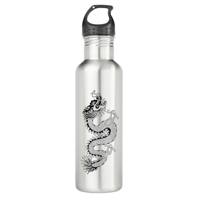 Black & White Dragon 710 Ml Water Bottle (Front)