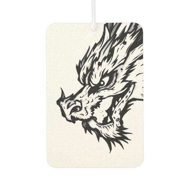 Black & White Dragon Car Air Freshener (Front)