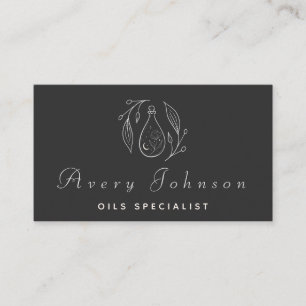 Black & White Drawn Potion Bottle Oils Specialist Business Card