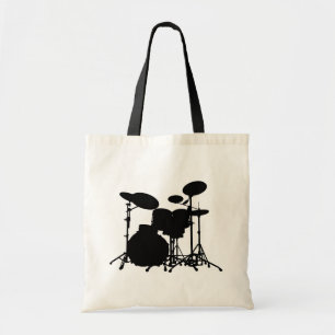 Black & White Drum Kit Silhouette - For Drummers Tote Bag