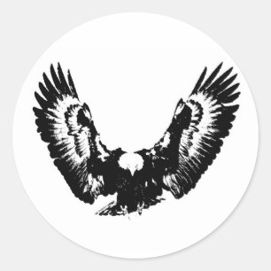 Black & White Eagle Classic Round Sticker