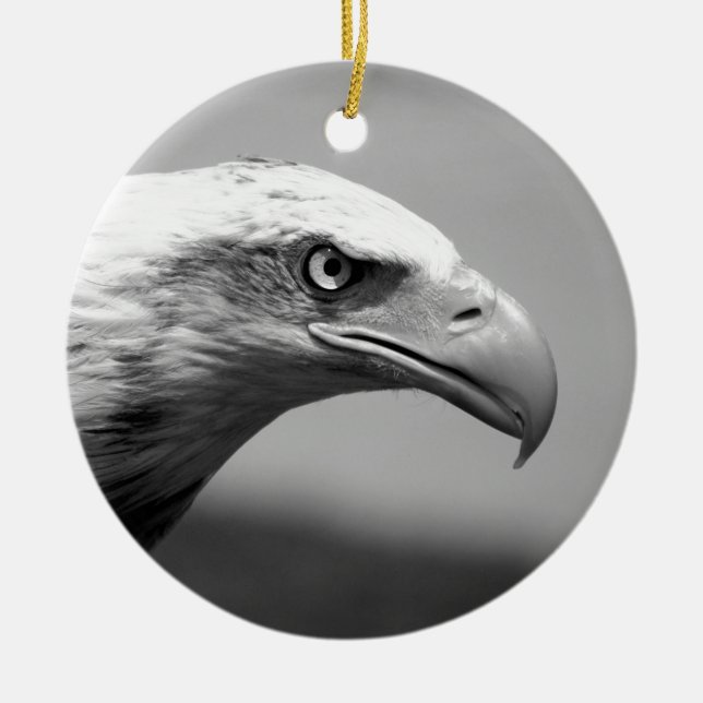 Black & White Eagle Eye Ceramic Tree Decoration (Front)