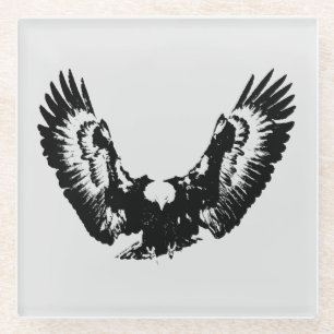 Black & White Eagle Glass Coaster