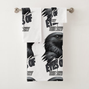 Black White Eagle Ink Stroke Bath Towel Set