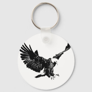 Black & White Eagle Key Ring