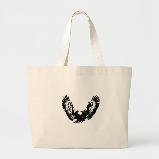 Black & White Eagle Large Tote Bag (Front)